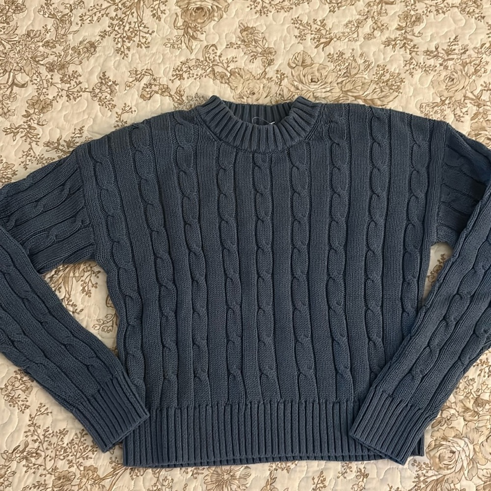 Gap Cable-Knit Cropped Sweater NWT Bainbridge Blue